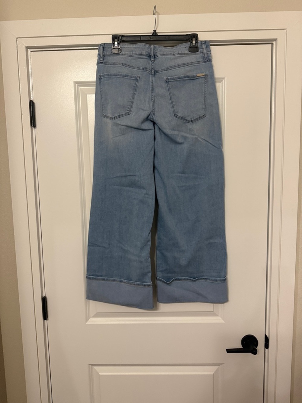 White House Black Market Light Blue Wide Crop Jeans with Cuffed Hem - Picture 8 of 9